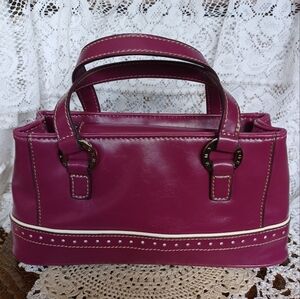 SMALL TOMMY HILFIGER LIGHT PLUM/PURPLE W/IVORY TRIM/LINING HANDBAG 10" x 3" x 5"